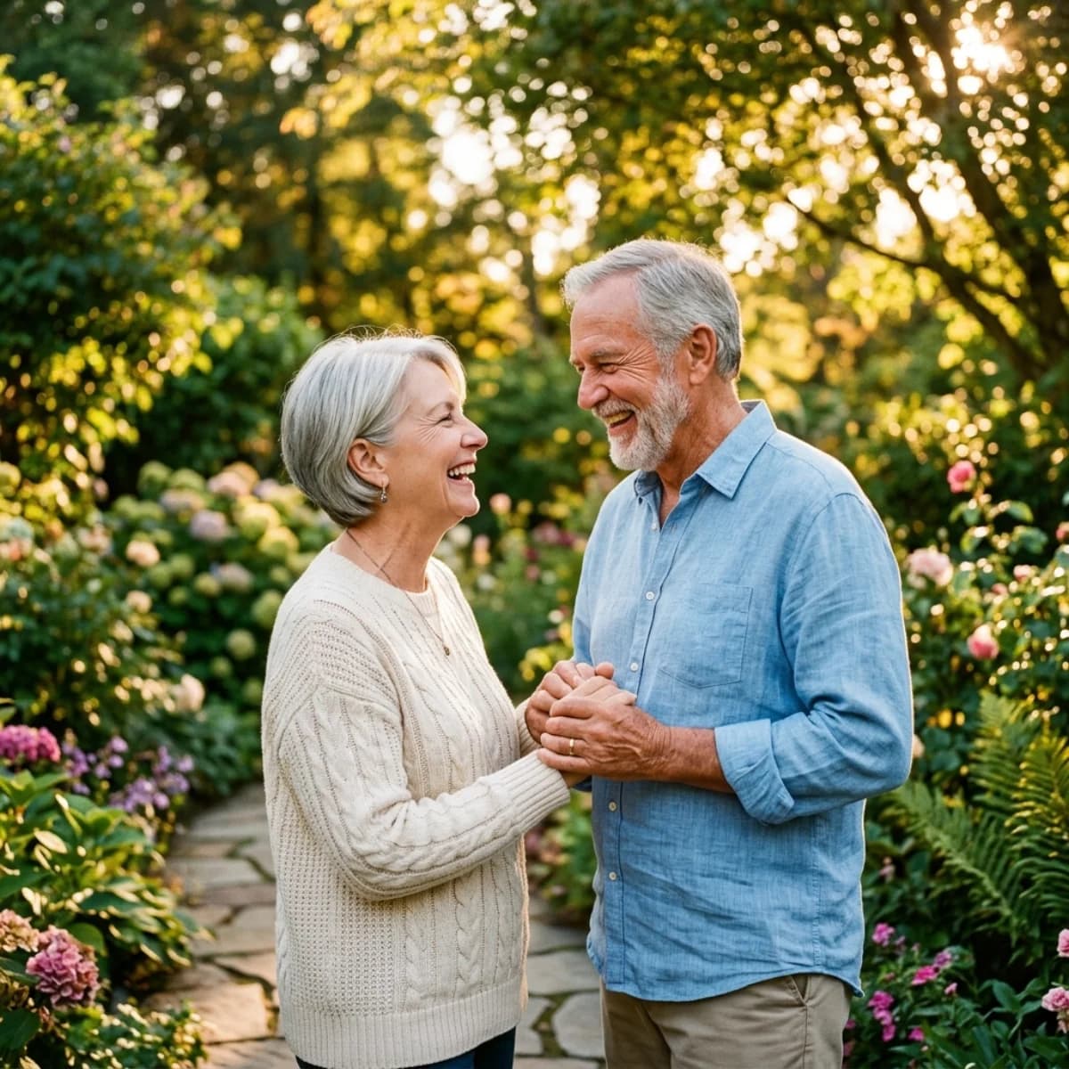 Senior couple laughing together